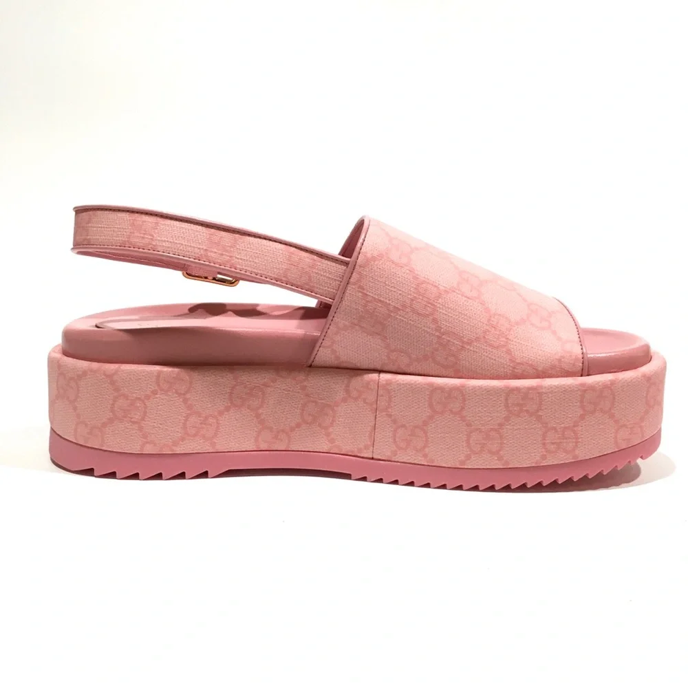 GUCCI GG SUPREME PLATFORM SLINGBACK SANDAL -COTTON CANDY PINK -WOMEN’S US 8 -NIB - Picture 5 of 11